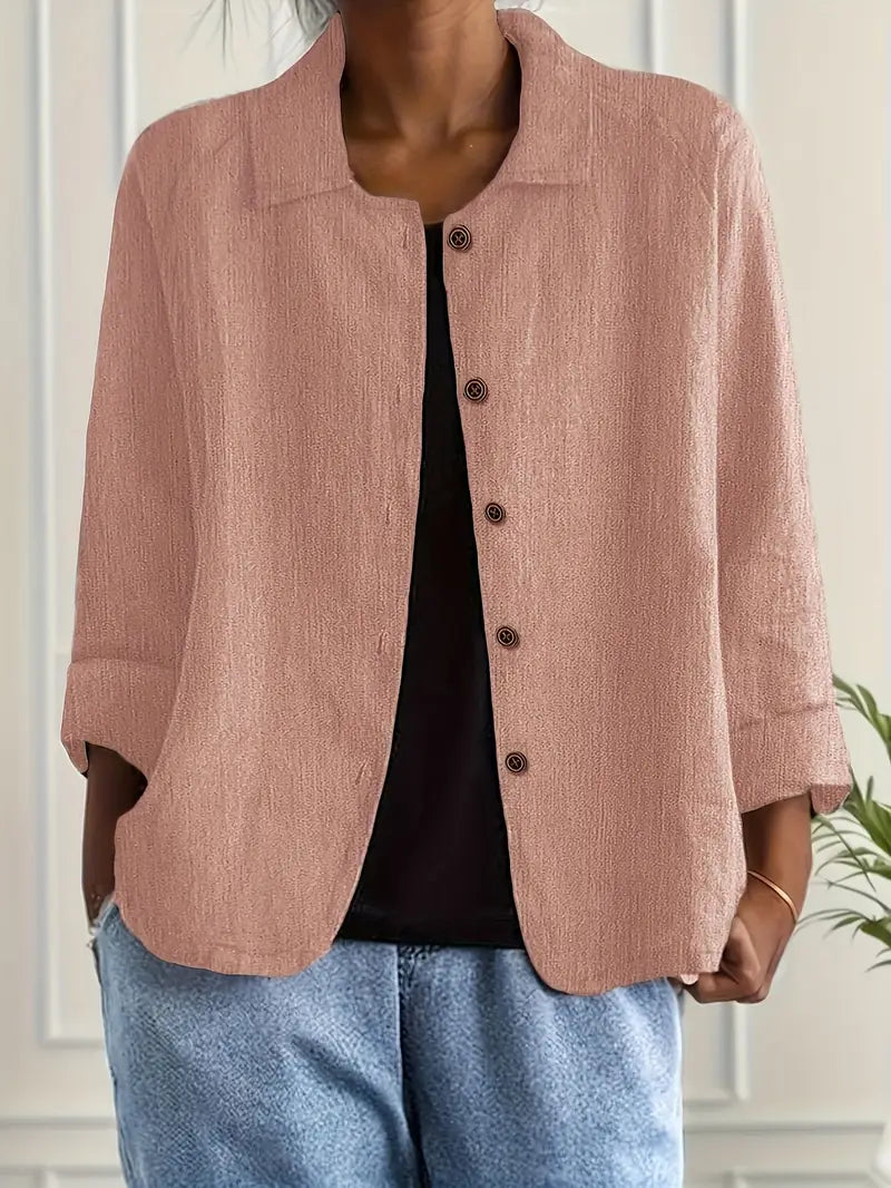 Beatrix | Women's Button-Front Casual Lightweight Jacket - Light Blue