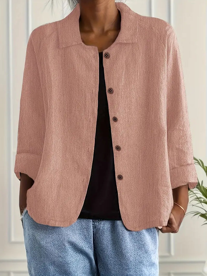 Beatrix | Women's Button-Front Casual Lightweight Jacket - Light Blue