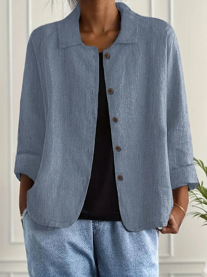 Beatrix | Women's Button-Front Casual Lightweight Jacket - Light Blue