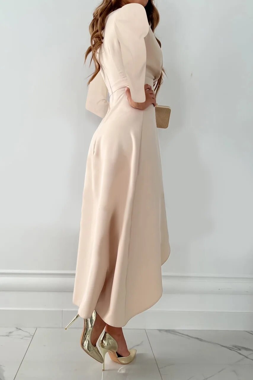 Elsie | Women's V-Neck Sheath Midi Dress - Cream