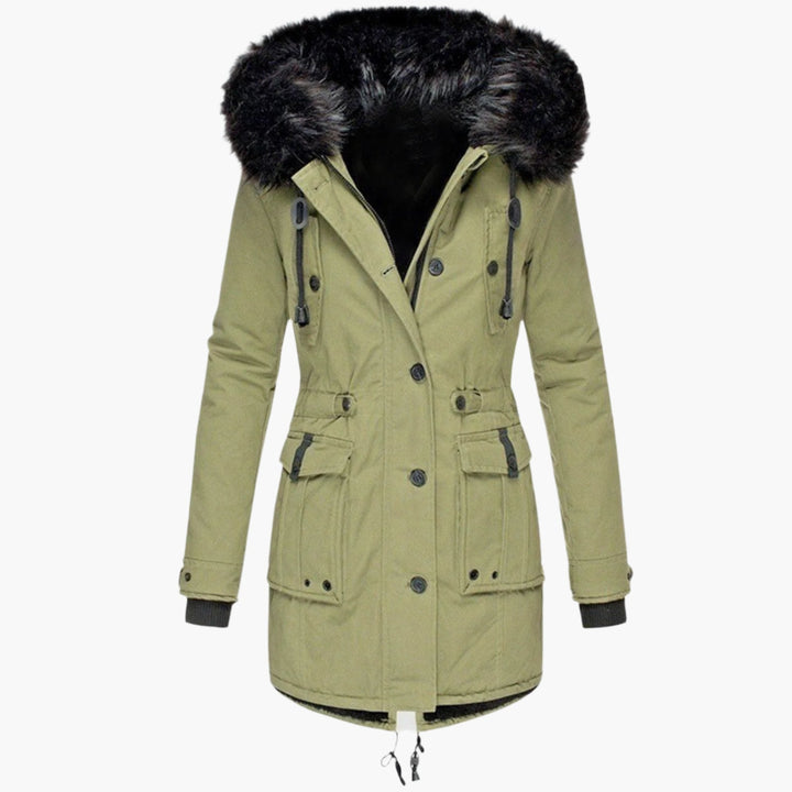 Edie | Women's Thick Hooded Cold-Weather Parka - Mustard
