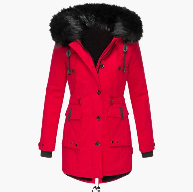 Edie | Women's Thick Hooded Cold-Weather Parka - Mustard