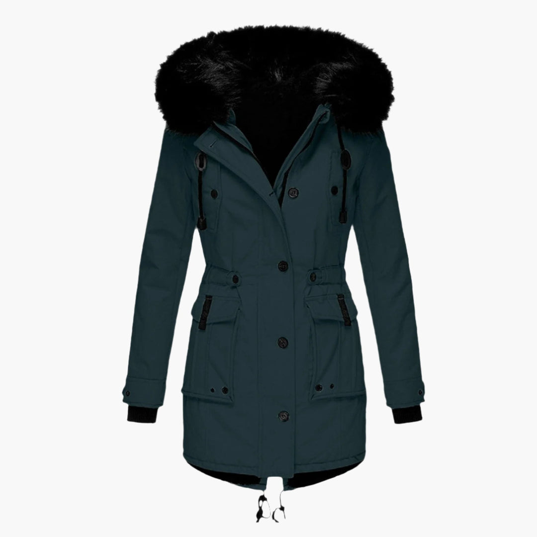 Edie | Women's Thick Hooded Cold-Weather Parka - Mustard