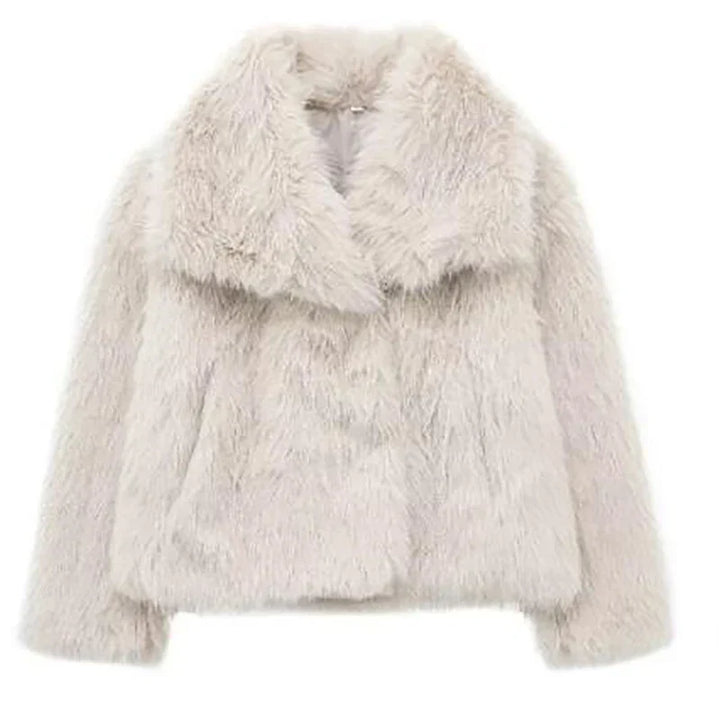 Cleo | Women's Cropped Collarless Winter Faux Fur Jacket - Pink