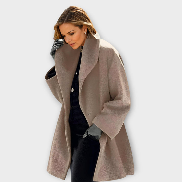 Ivy | Women's Oversized Wide-Collar Wool-Blend Coat - Light Blue
