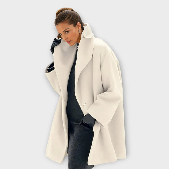 Ivy | Women's Oversized Wide-Collar Wool-Blend Coat - Light Blue