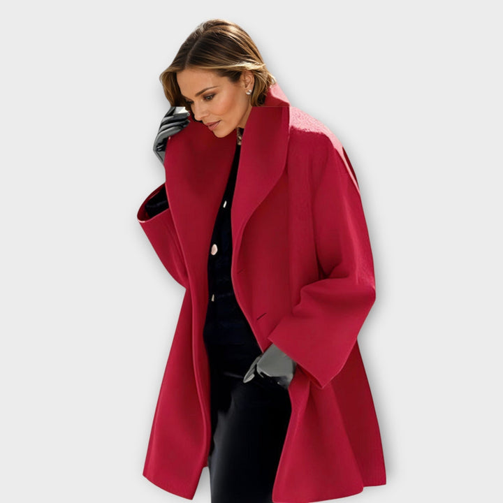 Ivy | Women's Oversized Wide-Collar Wool-Blend Coat - Light Blue