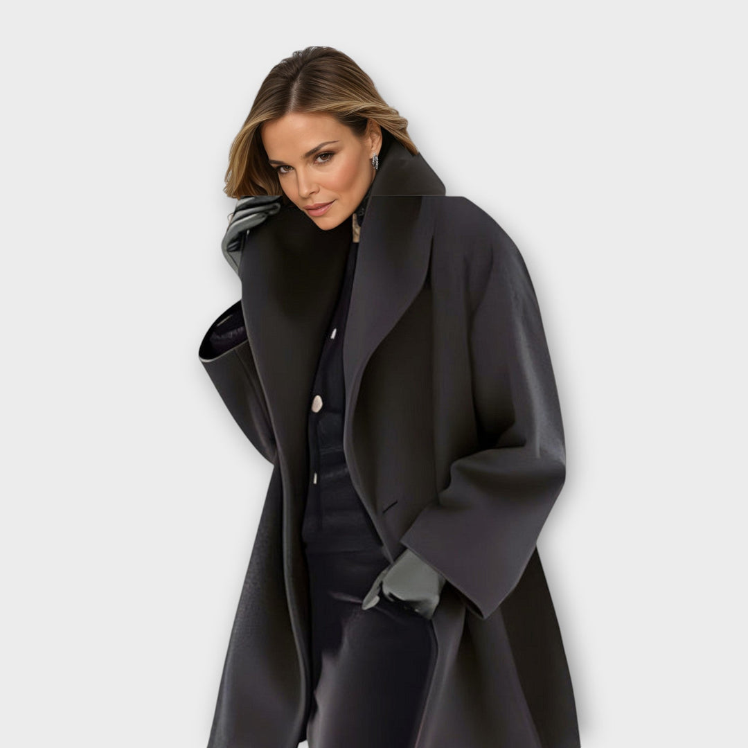 Ivy | Women's Oversized Wide-Collar Wool-Blend Coat - Light Blue