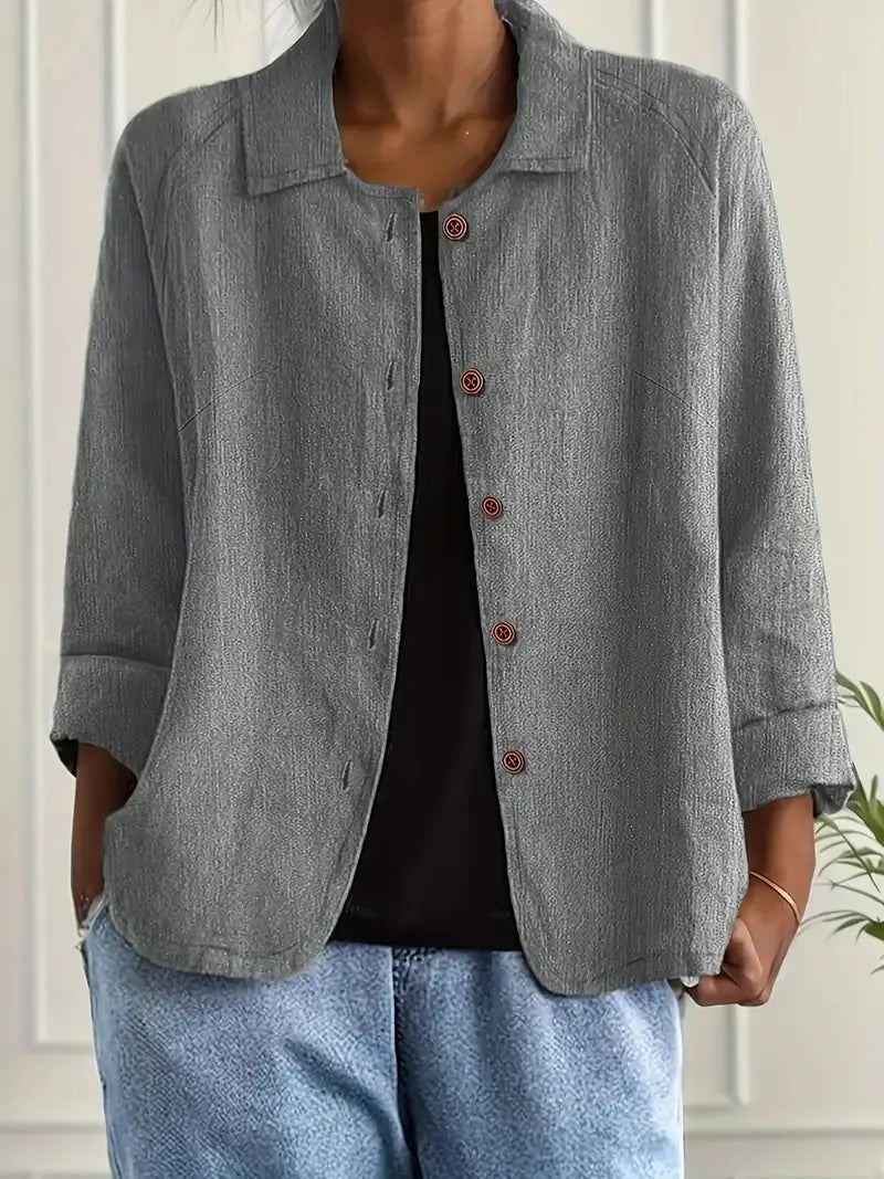 Beatrix | Women's Button-Front Casual Lightweight Jacket - Light Blue