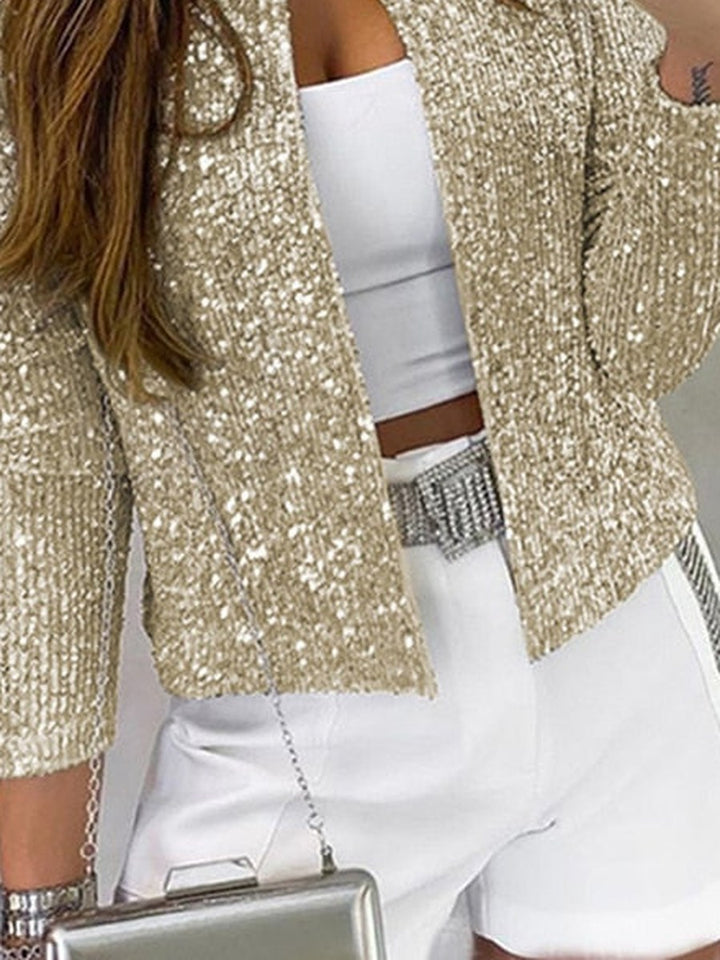 Blythe | Women's Sequin Open-Front Party Blazer - Gold