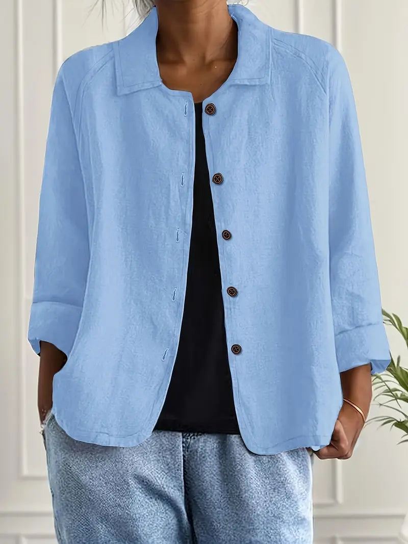 Beatrix | Women's Button-Front Casual Lightweight Jacket - Light Blue