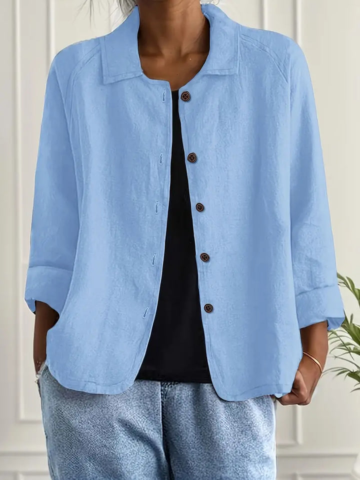 Beatrix | Women's Button-Front Casual Lightweight Jacket - Light Blue