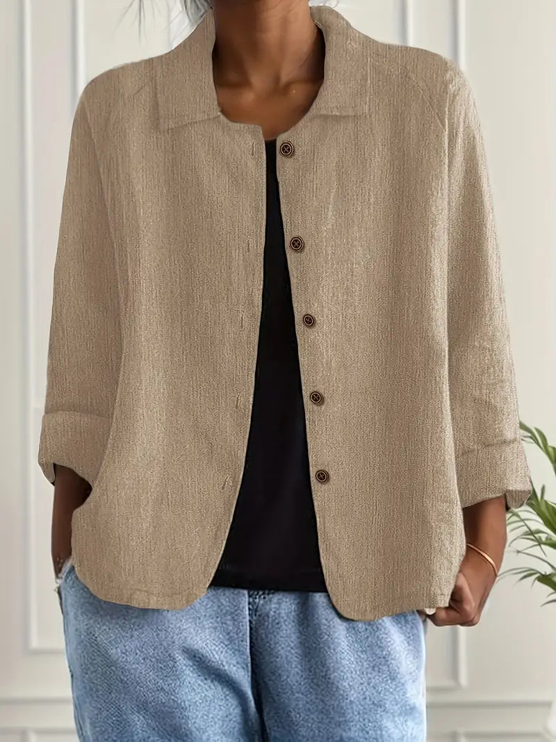 Beatrix | Women's Button-Front Casual Lightweight Jacket - Light Blue