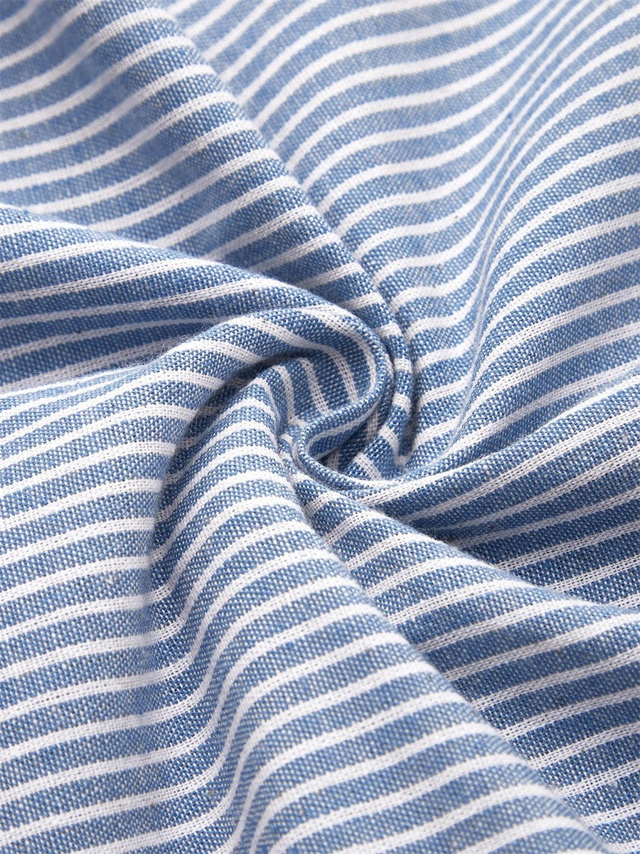 Maeve | Women's Striped Button-Detail Midi Dress - Blue