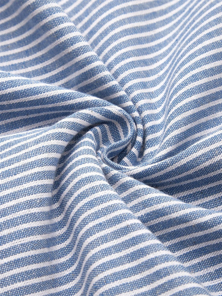 Maeve | Women's Striped Button-Detail Midi Dress - Blue