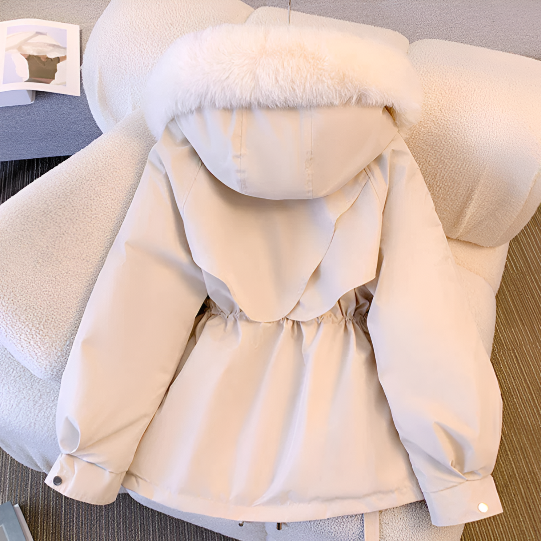 Posy | Women's Drawstring-Waist Padded Winter Jacket - Cream