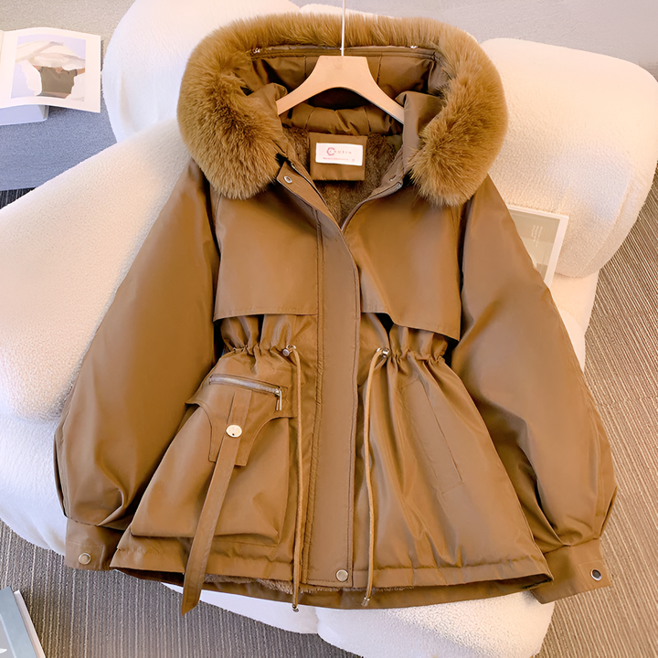 Posy | Women's Drawstring-Waist Padded Winter Jacket - Cream