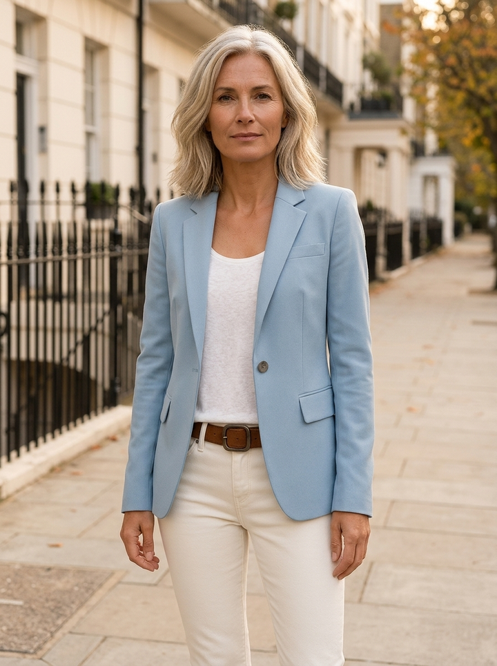 Enid | Women's Single-Button Office Blazer - Light Blue — hero