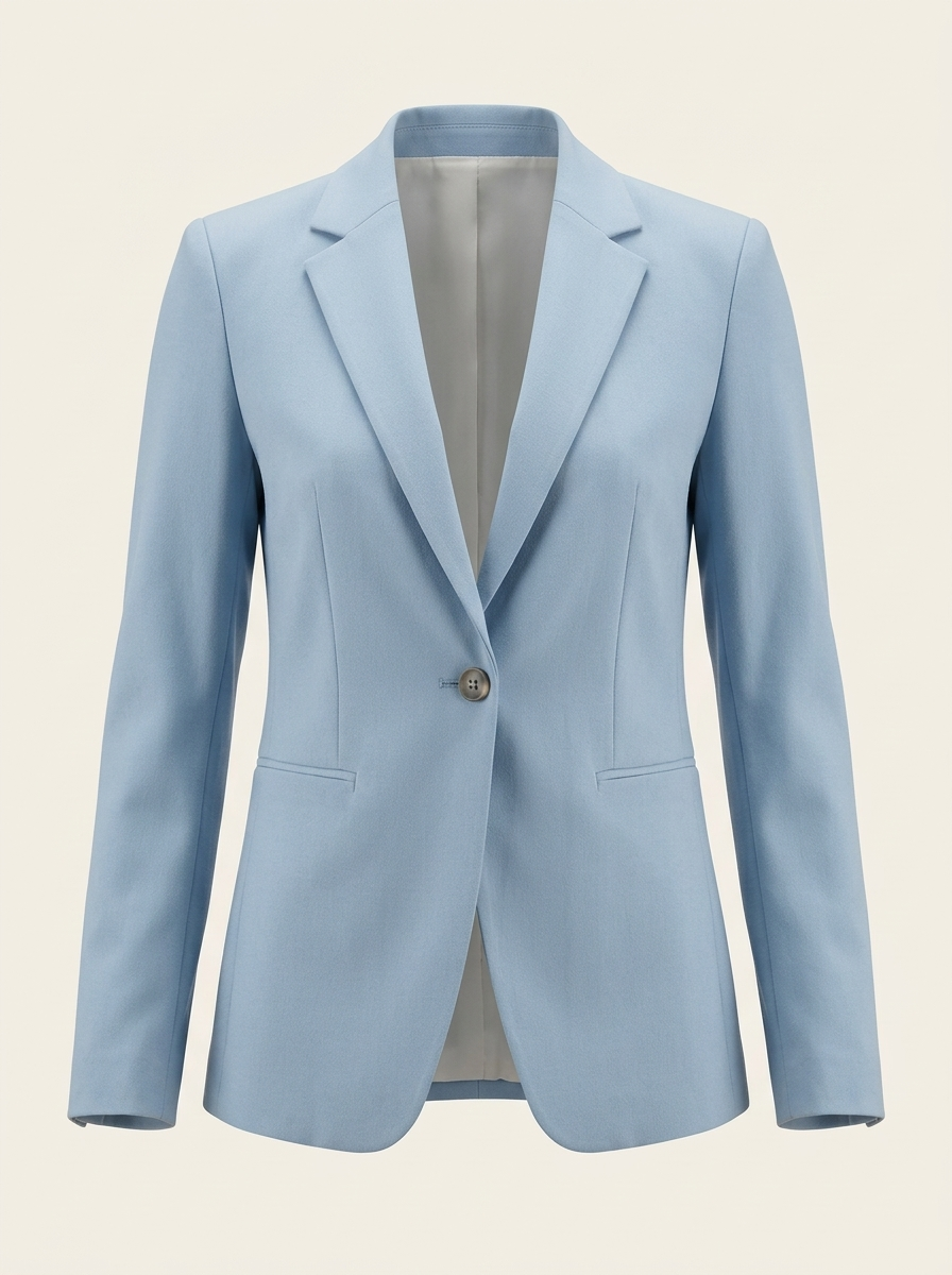 Enid | Women's Single-Button Office Blazer - Light Blue — clean