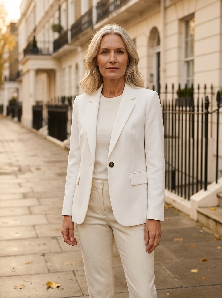 Honor | Women's Fitted Tailored Blazer - White — hero