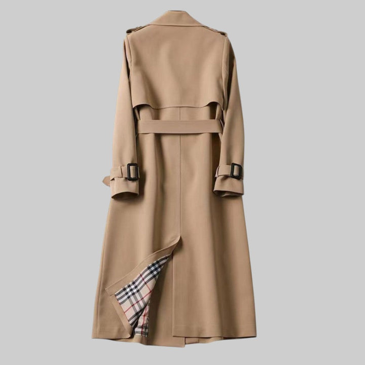 Pippa | Women's Belted Double-Breasted Long Trench Coat - Beige