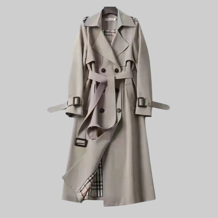 Pippa | Women's Belted Double-Breasted Long Trench Coat - Beige