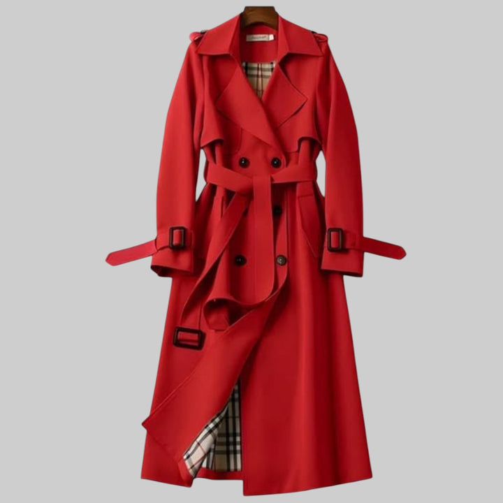Pippa | Women's Belted Double-Breasted Long Trench Coat - Beige