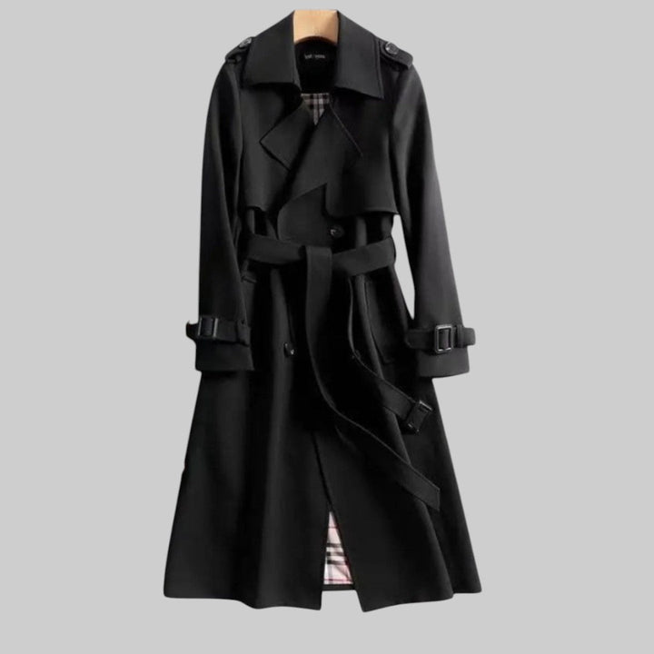 Pippa | Women's Belted Double-Breasted Long Trench Coat - Beige