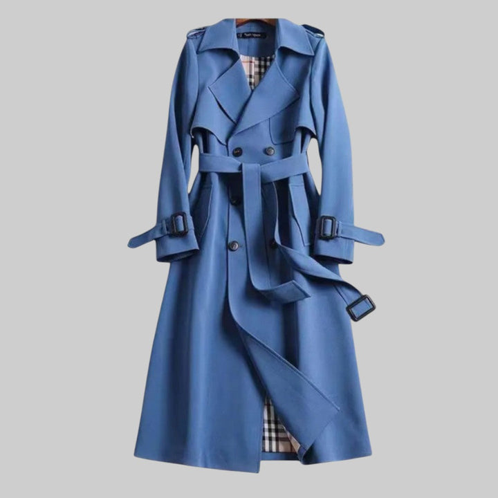 Pippa | Women's Belted Double-Breasted Long Trench Coat - Beige