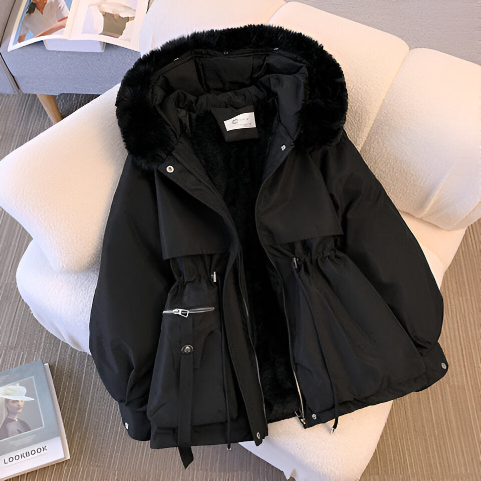 Posy | Women's Drawstring-Waist Padded Winter Jacket - Cream