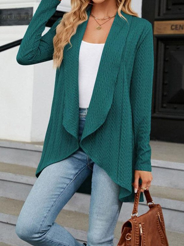 Sable | Women's Open-Front Longline Cardigan - Green — detail
