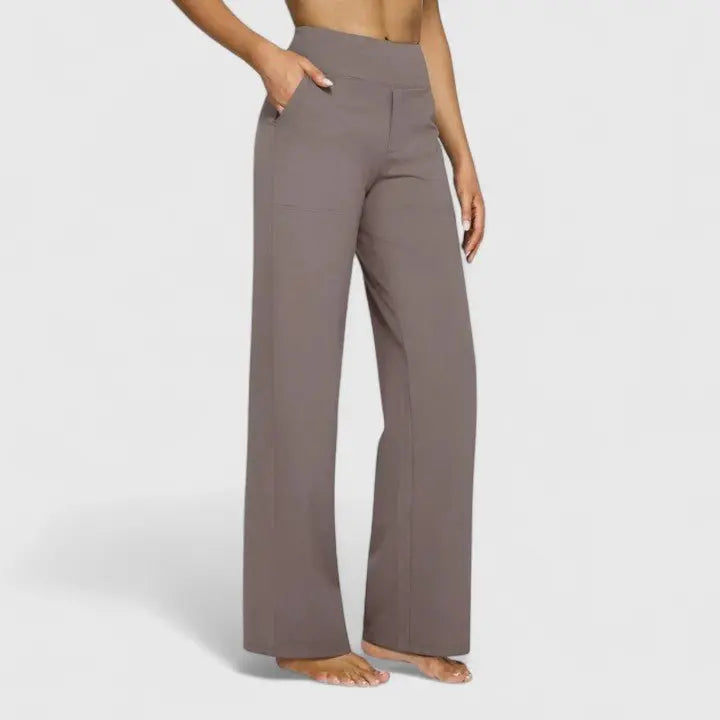 Marlow | Women's High-Waist Straight Wide-Leg Trousers - Black