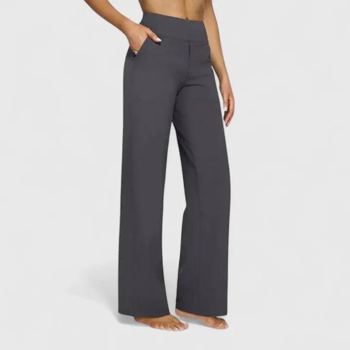 Marlow | Women's High-Waist Straight Wide-Leg Trousers - Black