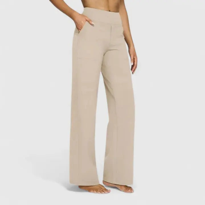 Marlow | Women's High-Waist Straight Wide-Leg Trousers - Black