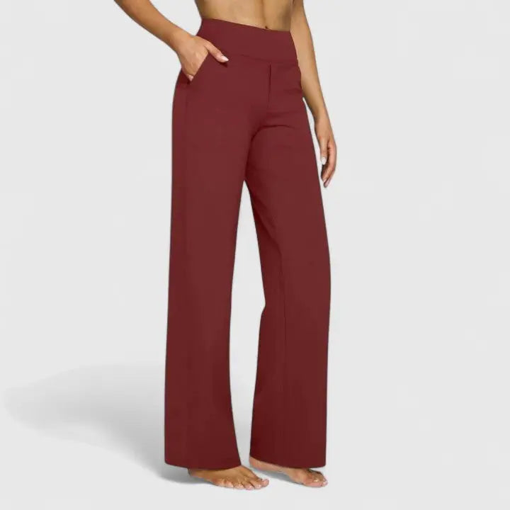 Marlow | Women's High-Waist Straight Wide-Leg Trousers - Black