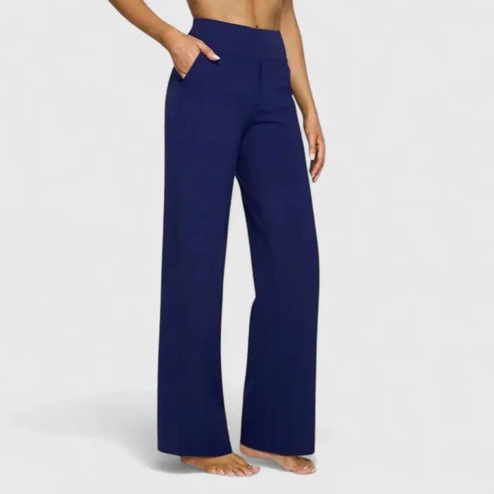 Marlow | Women's High-Waist Straight Wide-Leg Trousers - Black