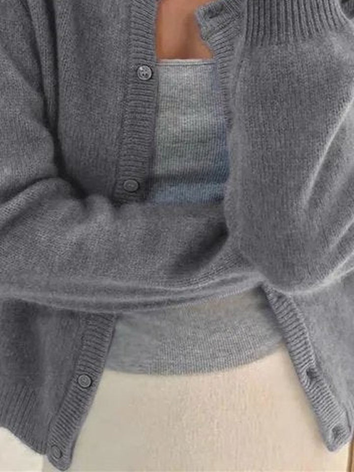Willa | Women's Soft-Knit Button-Front Cardigan - Grey — fabric