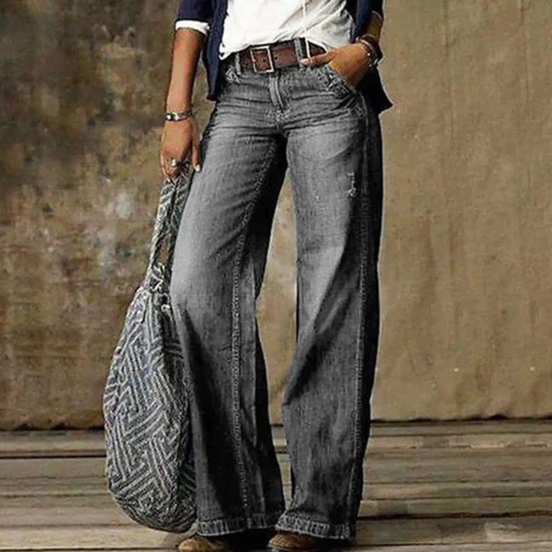 Wren | Women's High-Waist Relaxed Wide-Leg Jeans - Light Blue