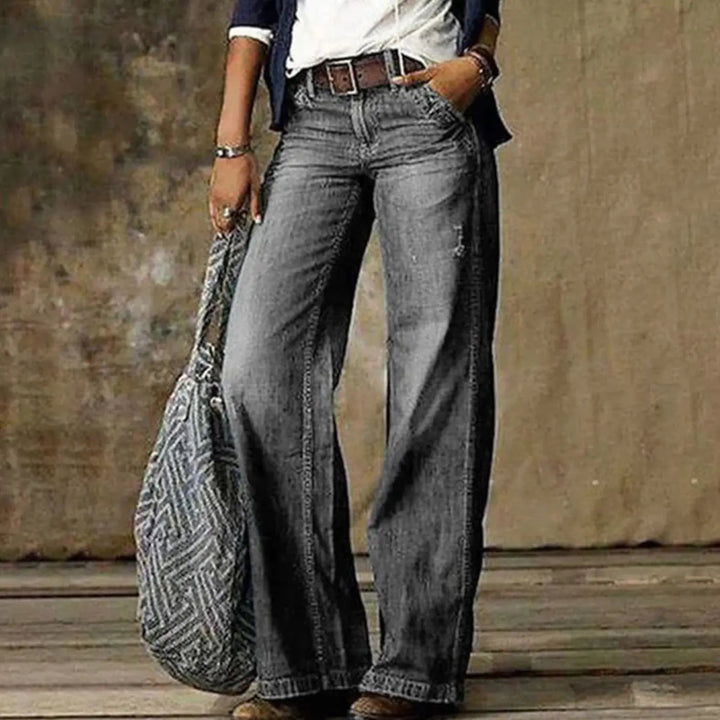 Wren | Women's High-Waist Relaxed Wide-Leg Jeans - Light Blue