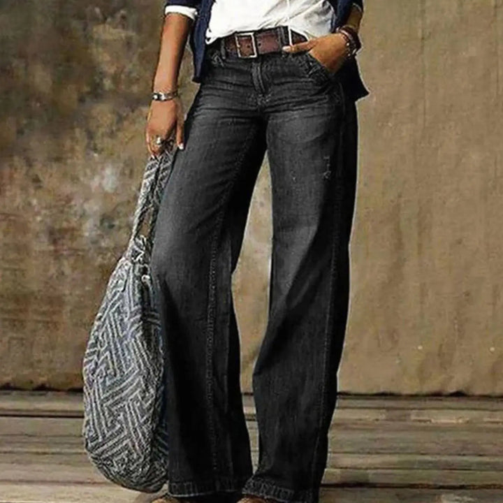Wren | Women's High-Waist Relaxed Wide-Leg Jeans - Light Blue