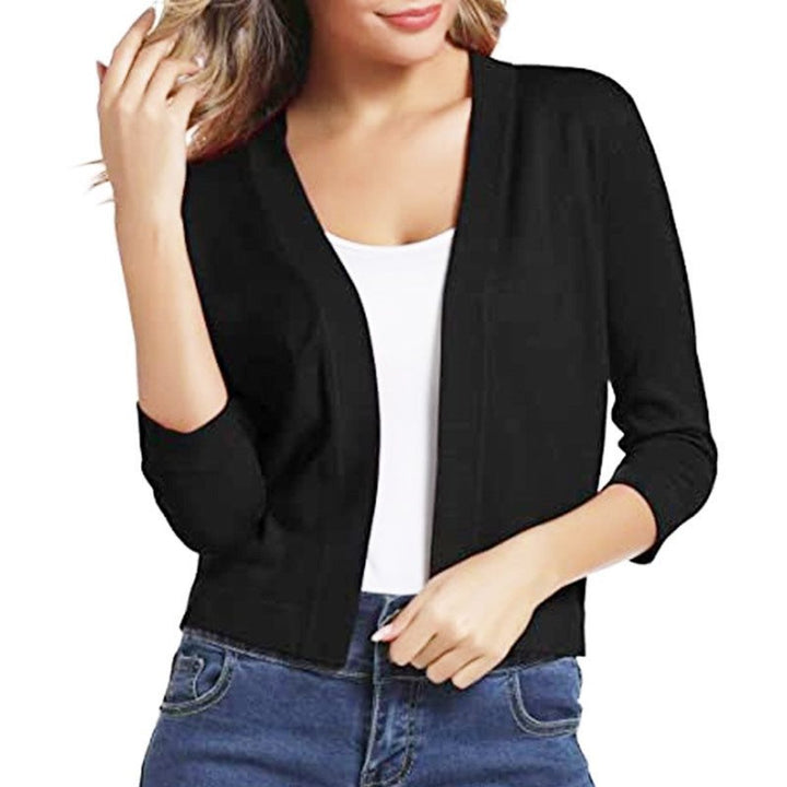 Nora | Women's Open-Front Cropped Cardigan - Black