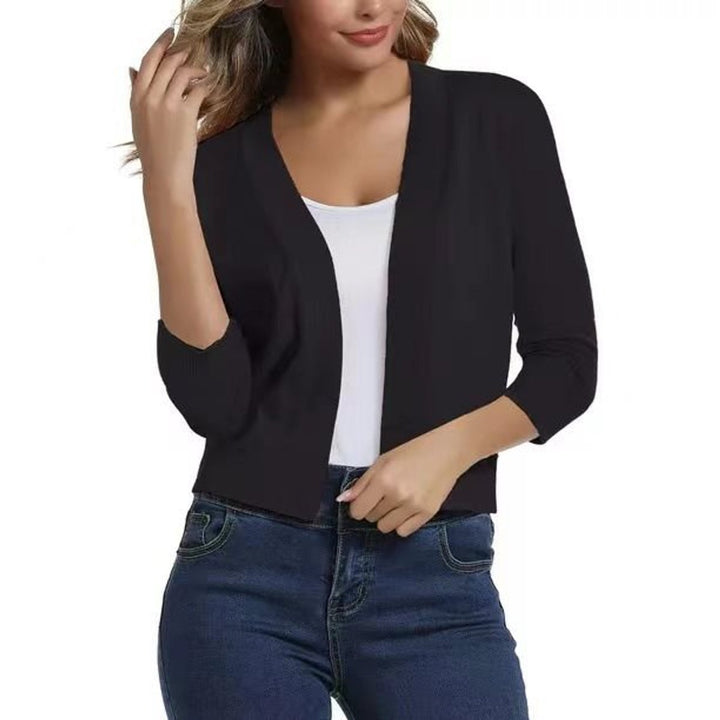 Nora | Women's Open-Front Cropped Cardigan - Black